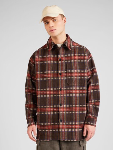 TOPMAN Regular fit Button Up Shirt in Brown: front