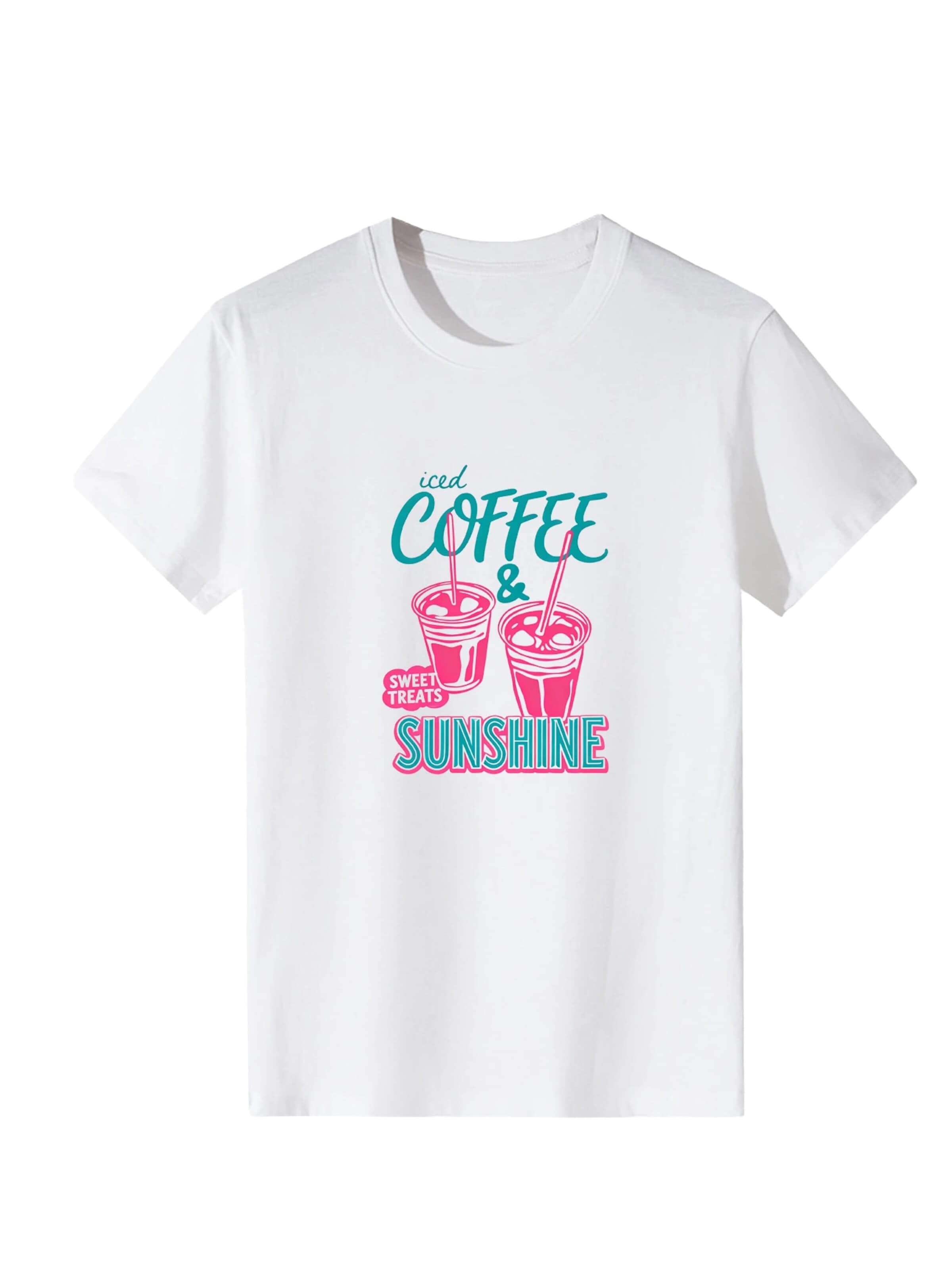 LapaPlus Shirt 'women Iced Coffee Color Contrast Letter Print T-Shirt' in S in White, Item view