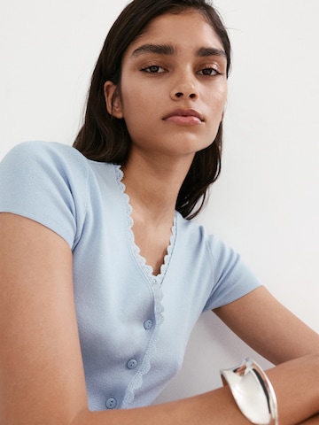 MANGO Gebreid vest 'ASAD' in Blauw