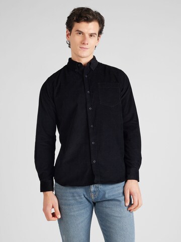 BURTON MENSWEAR LONDON Regular fit Button Up Shirt in Black: front