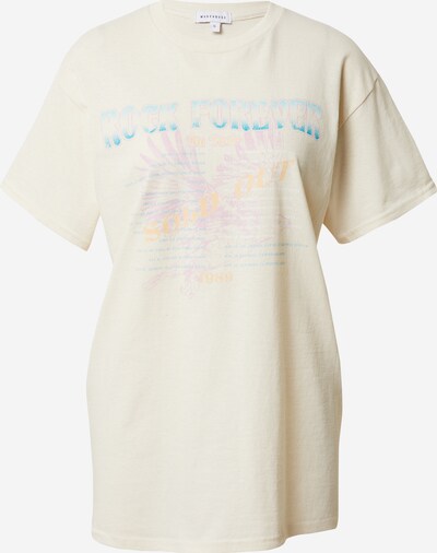 Warehouse T-shirt oversize 'Rock Forever' en écru / bleu ciel / orange clair / rose ancienne, Vue avec produit