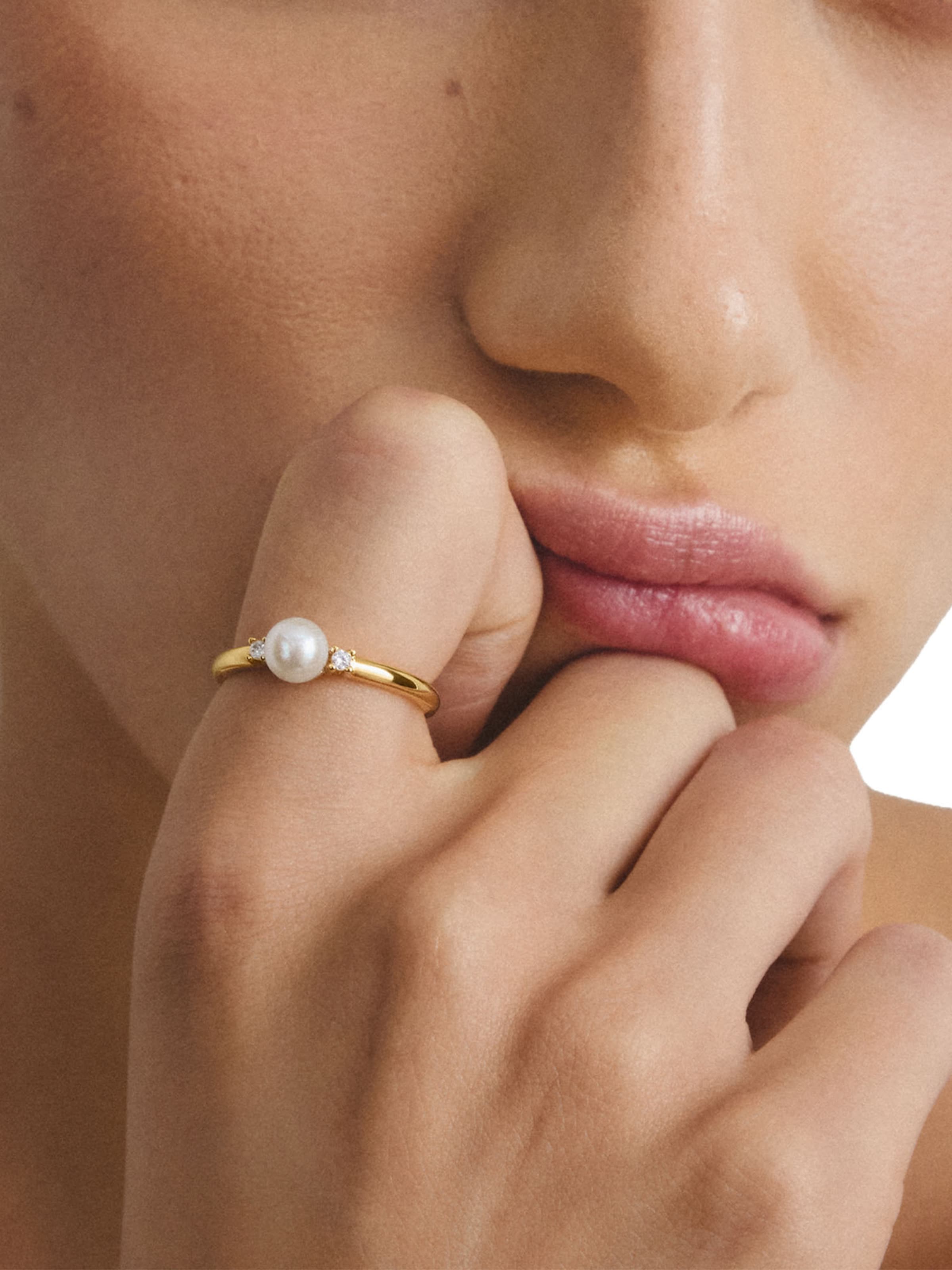 Thomas Sabo Ring Perle mit weißem Zirkonia in Gold