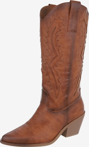 Ital-Design Cowboy Boots in Brown: front