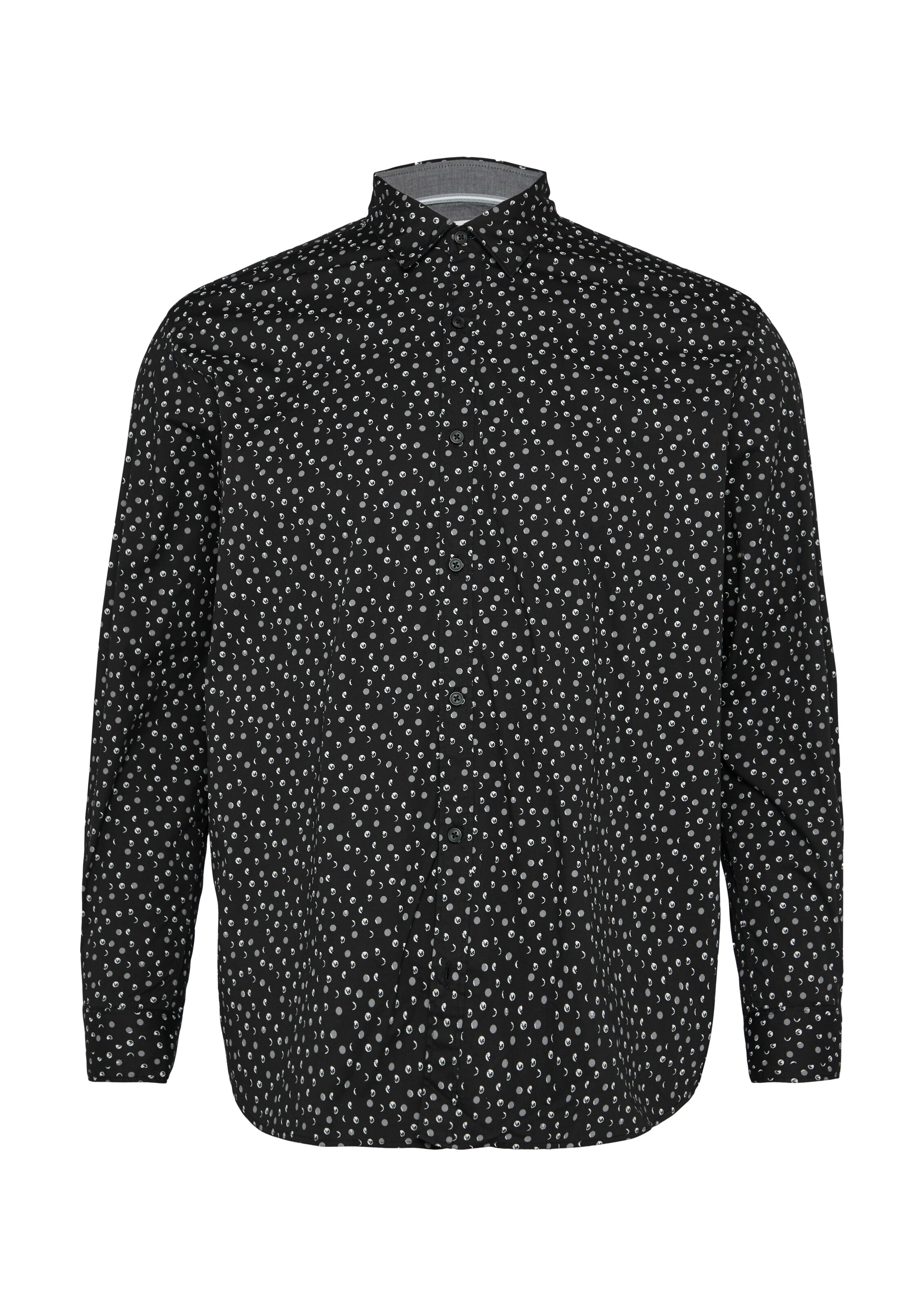 s.Oliver Men Big Sizes Button Up Shirt in Black: front