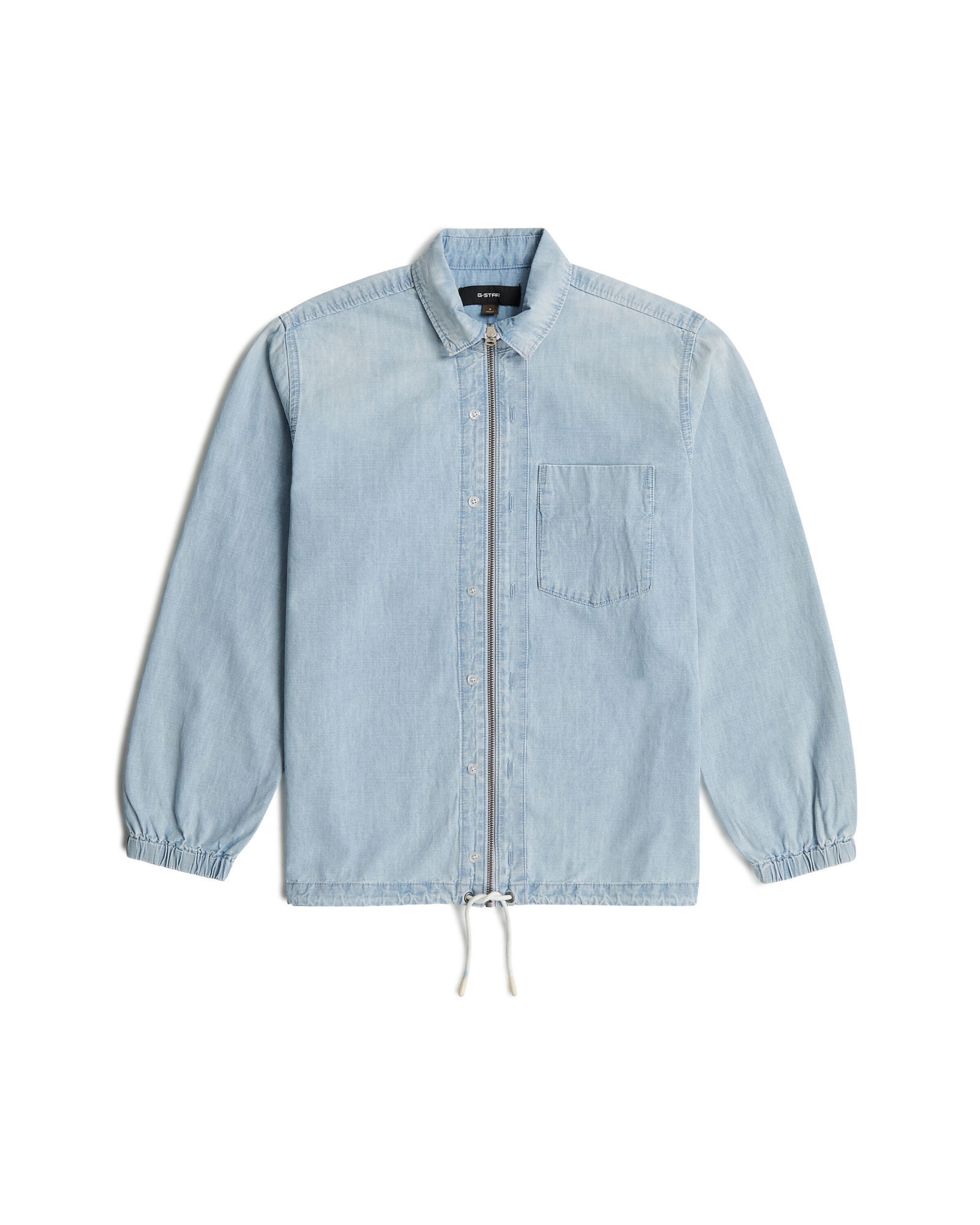 G-STAR T-shirt 'Relaxed Zip Shirt' en bleu denim, Vue avec produit