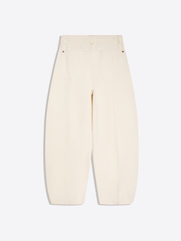 Bershka Wide Leg Hose in Beige