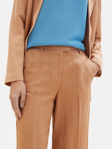 TOM TAILOR Loose fit Trousers with creases 'Lea' in Brown