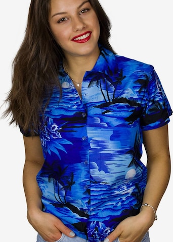 King Kameha Bluse 'Surf' in Blau: Vorderseite