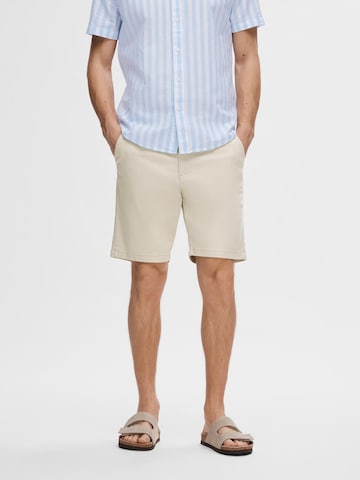 SELECTED HOMME Slimfit Lærredsbukser 'MILES FLEX' i beige: forside