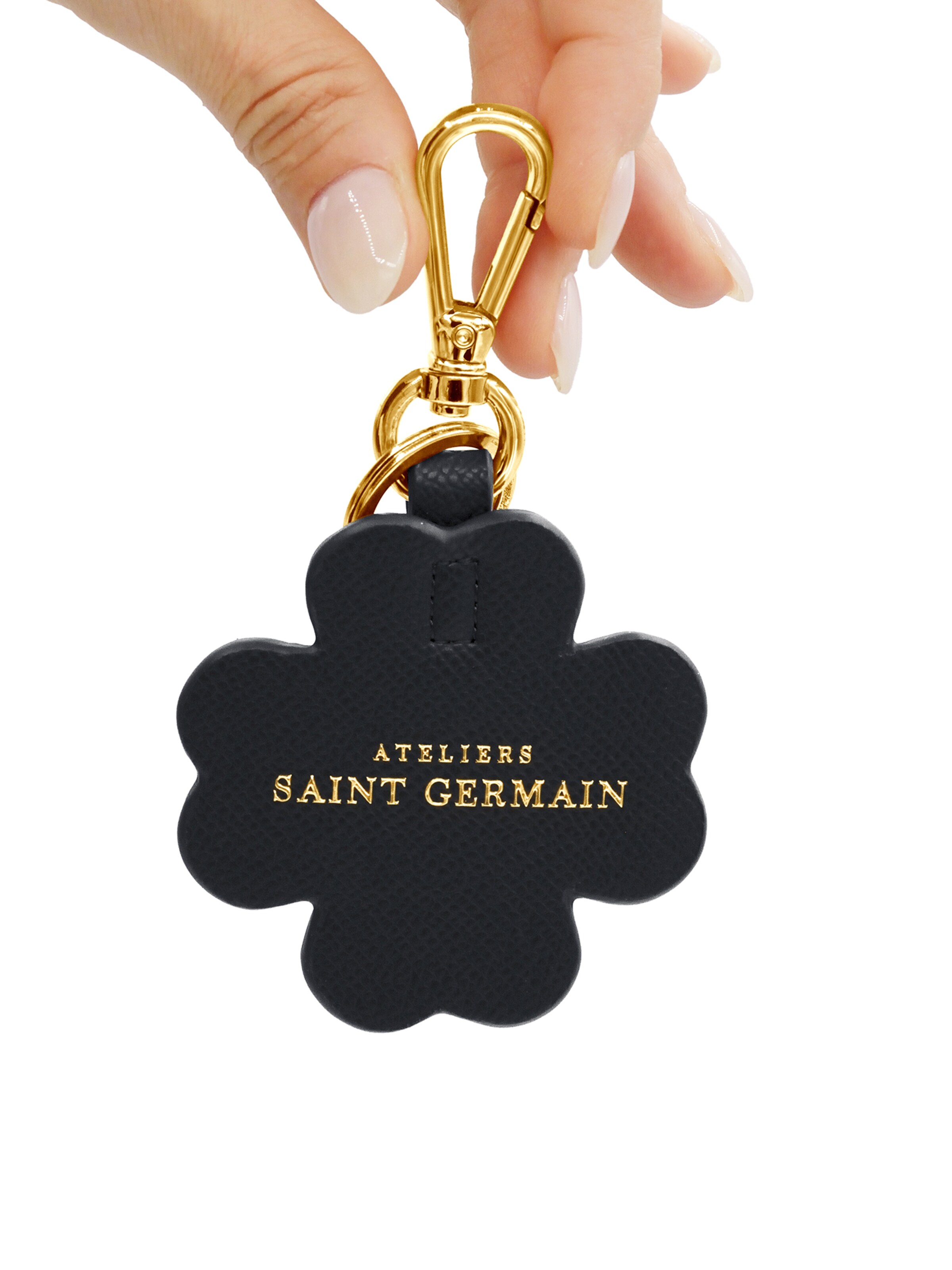 Ateliers Saint Germain - Llavero 'Paris Clover' en negro: frente