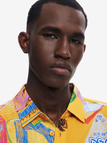 Desigual Comfort fit Button Up Shirt in Orange