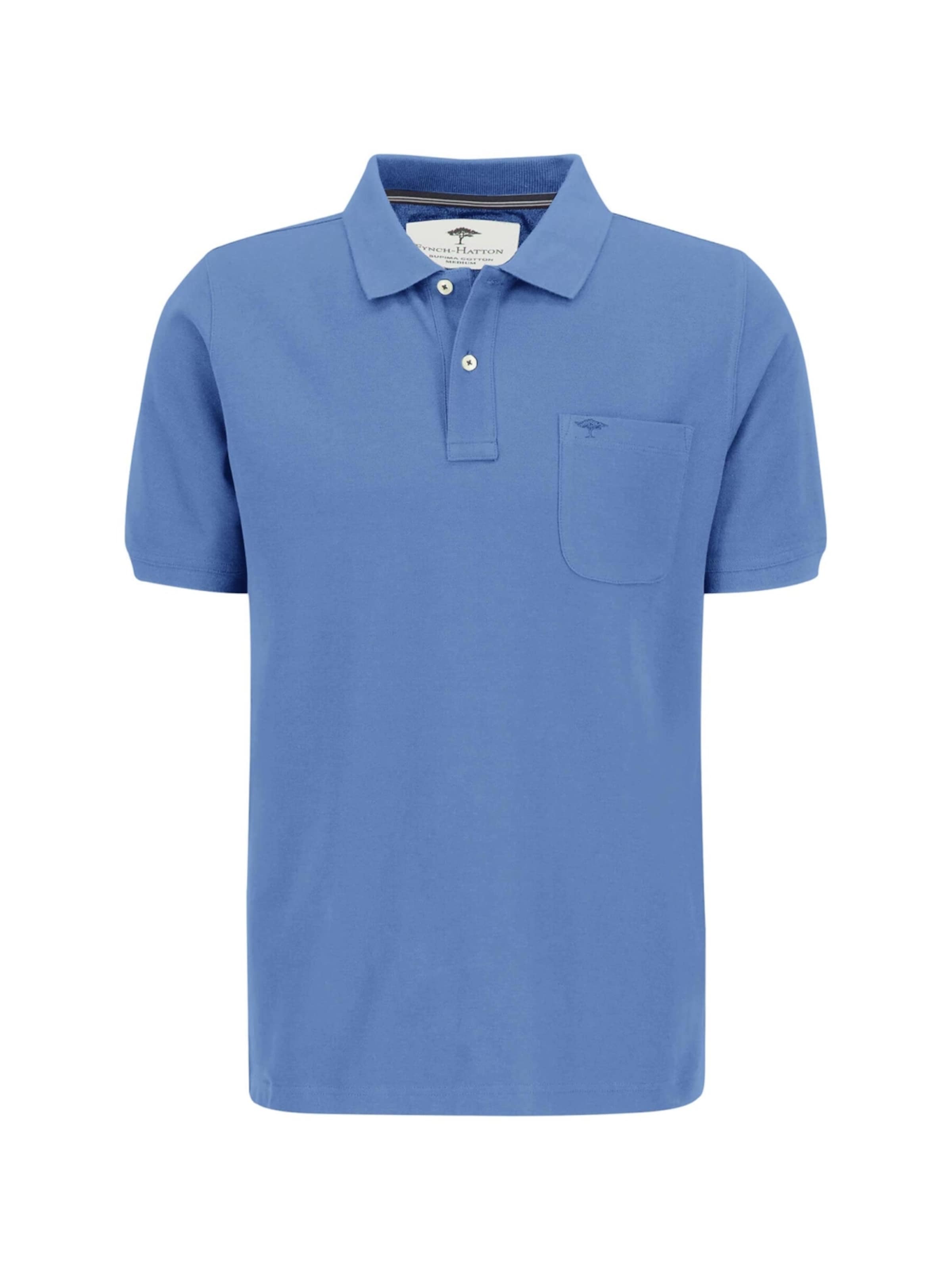 Fynch Hatton Shirt 'Poloshirt Piquê aus Baumwolle mit Brusttasche Hellblau'‌ in Blau: Vorderseite