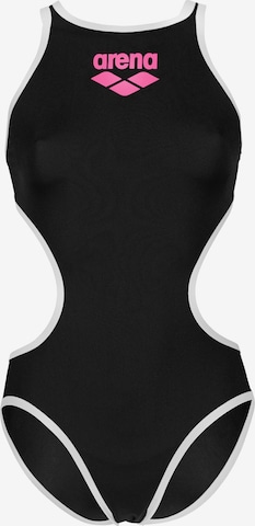 ARENABustier Jednodijelni kupaći kostim 'ONE BIGLOGO' - crna boja: prednji dio