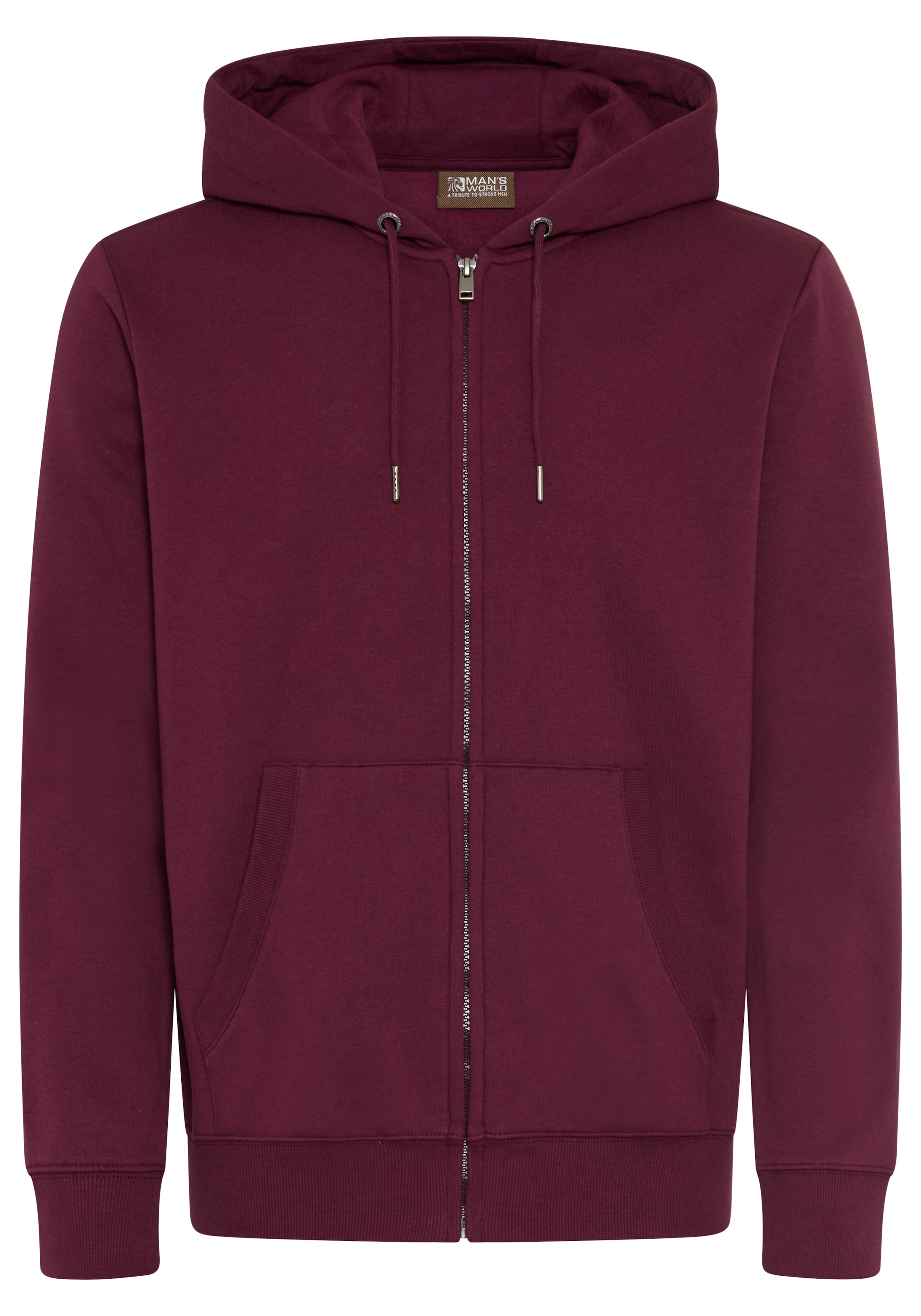 Man's World Zip-Up Hoodie in Red: front