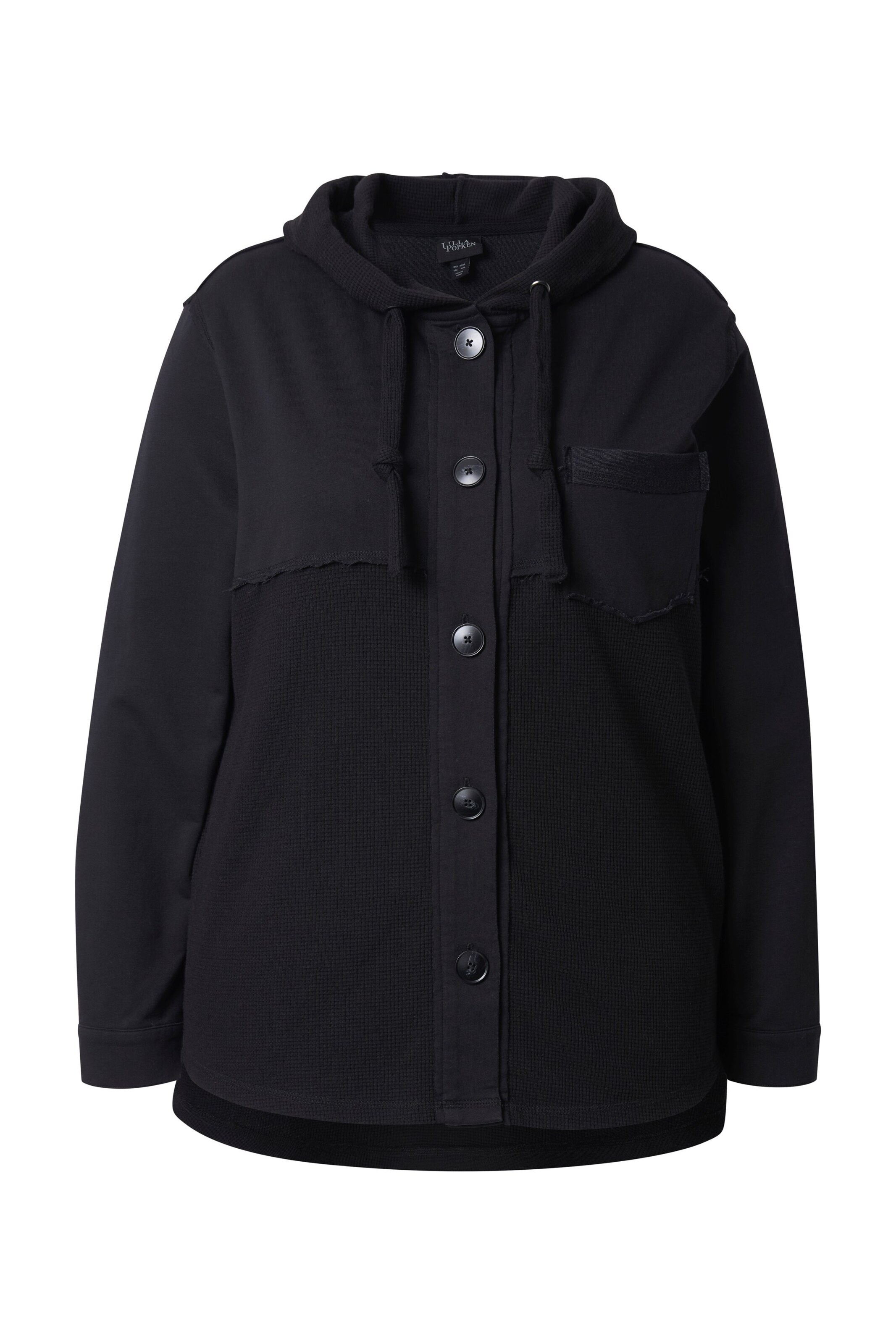 Ulla Popken Zip-Up Hoodie in Black: front