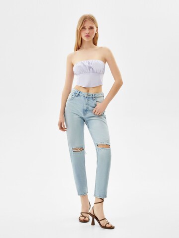 Regular Jeans de la Bershka pe albastru