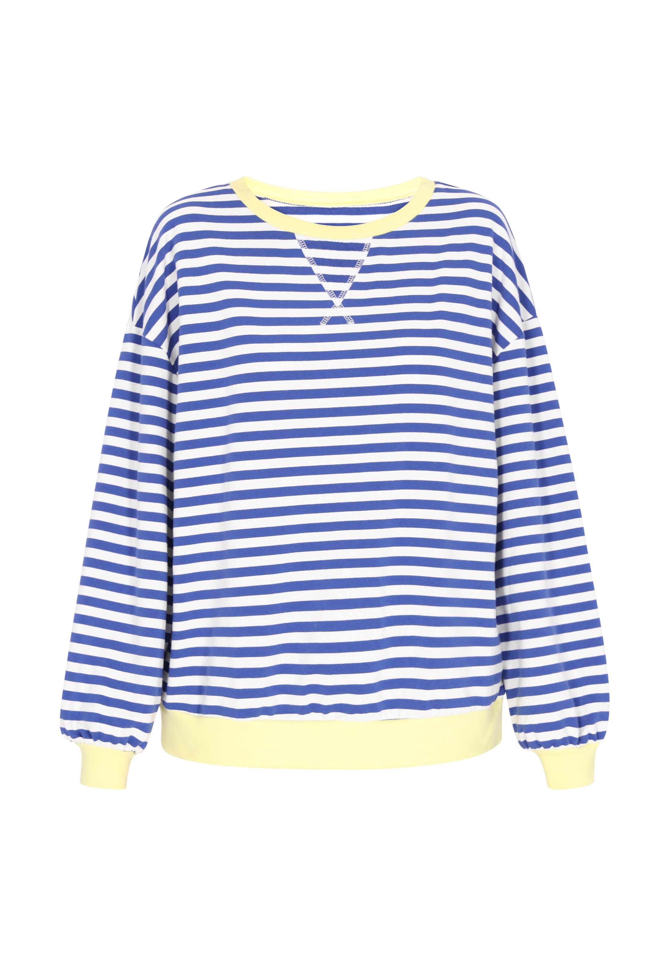 swirly Sweatshirt in de kleur Navy / Geel / Wit, Productweergave