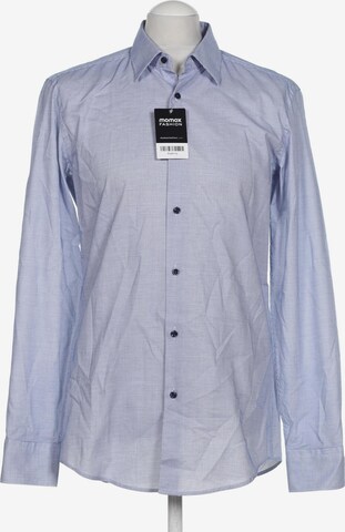 BOSS Black Button Up Shirt in M in Blue: front