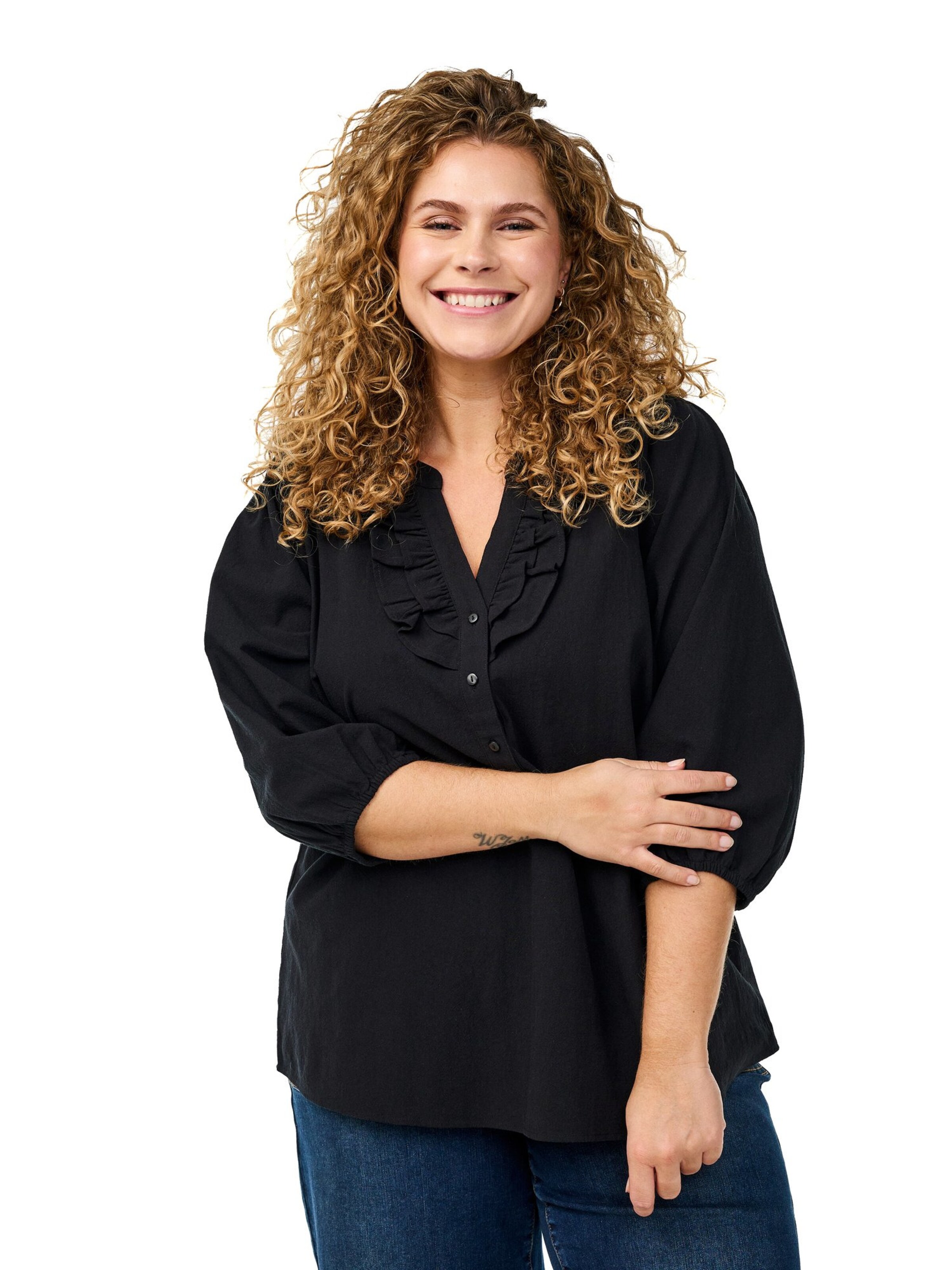 Zizzi Blouse 'Caello' in Black: front