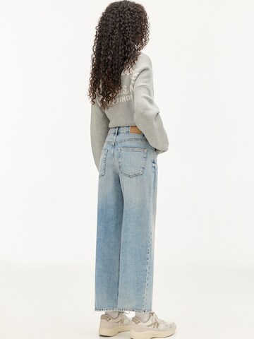 Wide leg Jeans de la Pull&Bear pe albastru