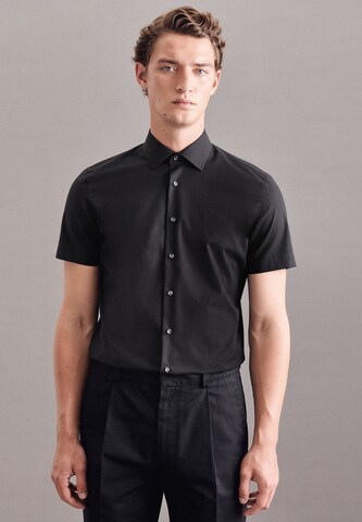 SEIDENSTICKER Slim fit Button Up Shirt in Black: front