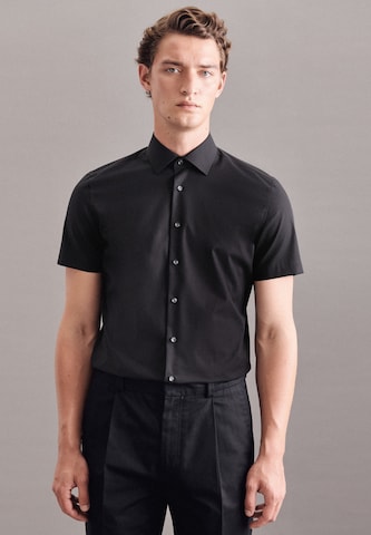 SEIDENSTICKER Slim fit Button Up Shirt in Black: front