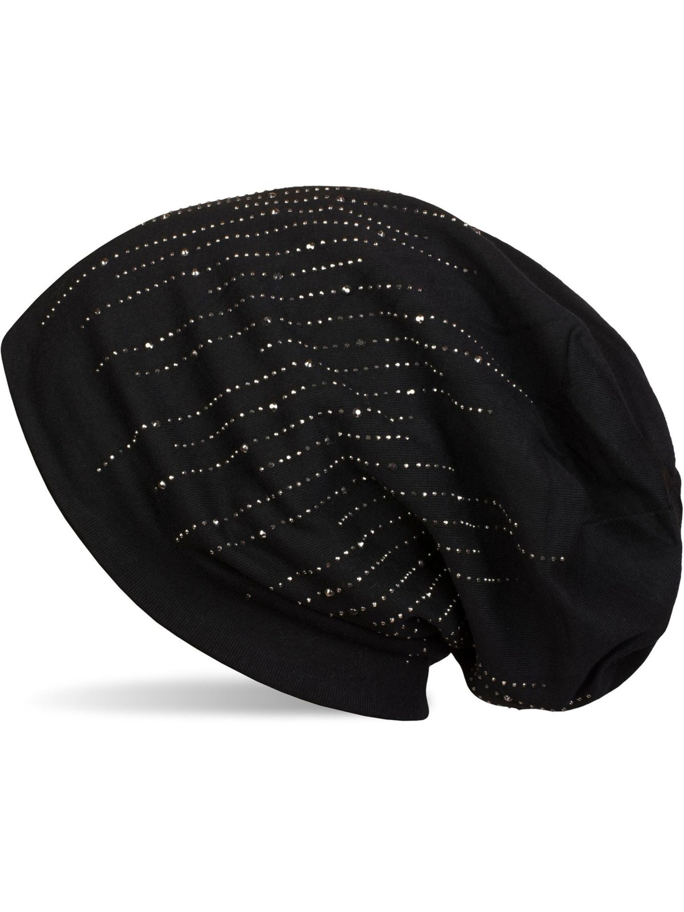 styleBREAKER Mütze 'Beanie mit Strass Streifen'‌‌‌‌ in Schwarz: Vorderseite