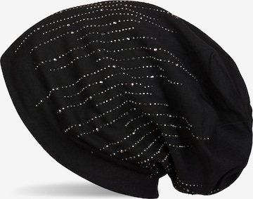 styleBREAKER Mütze 'Beanie mit Strass Streifen' in Schwarz: Vorderseite