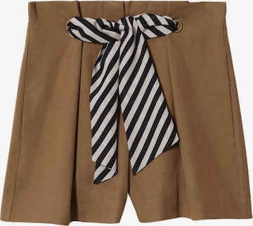 MANGO Loose fit Pleat-Front Pants 'Feli' in Brown: front