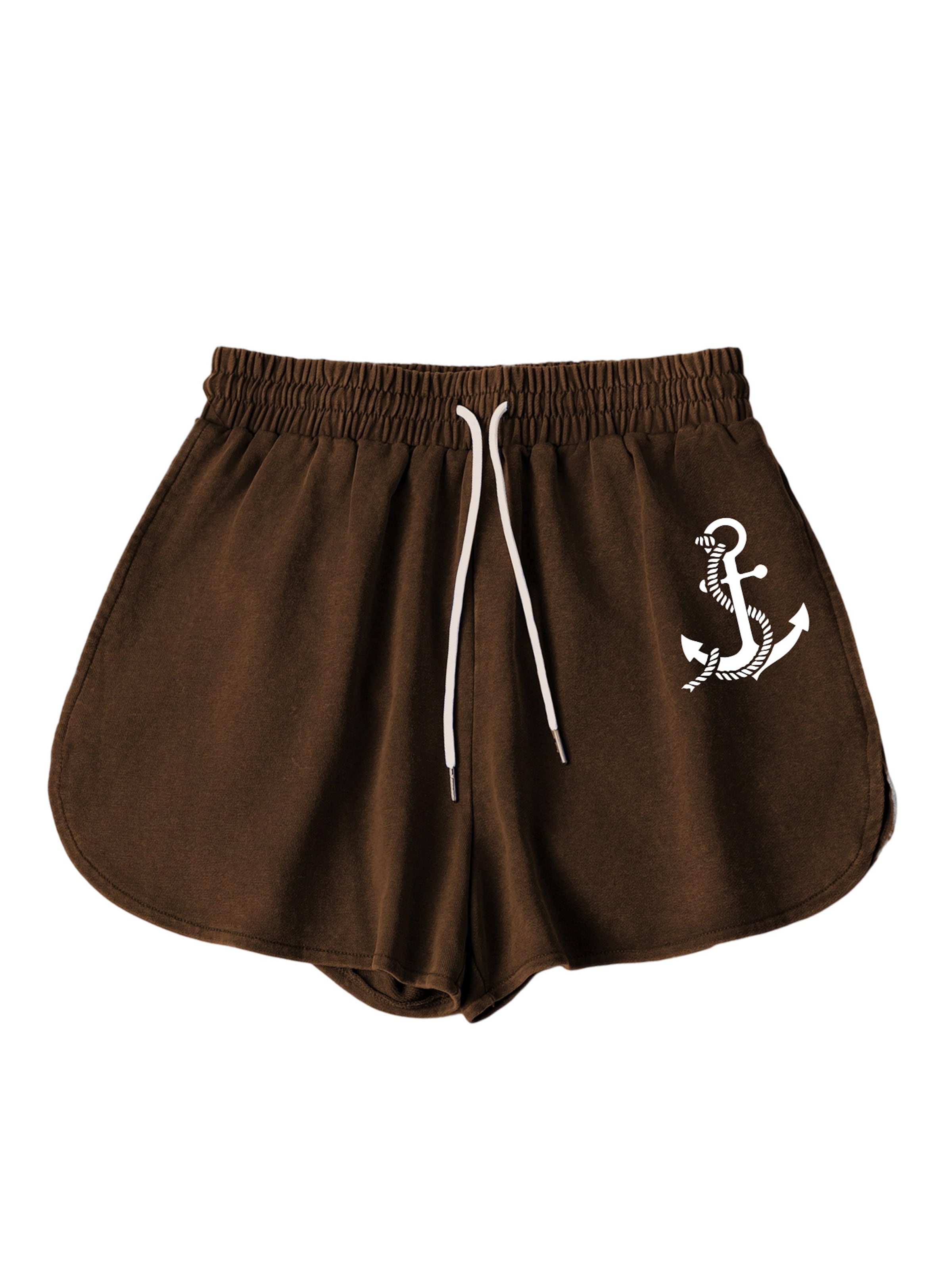 GORHEY Loosefit Broek 'Women Summer Casual Drawstring Comfy Dressy Lounge Beach Vacation Print Shorts' in Bruin: voorkant