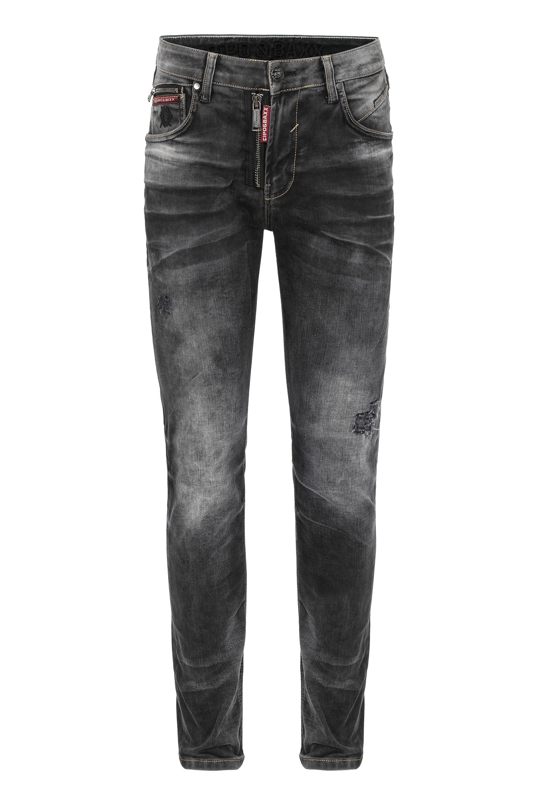 CIPO & BAXX Regular Jeans in Zwart: voorkant