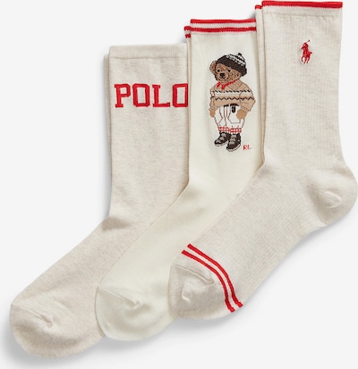 Polo Ralph Lauren Čarape 'COLORADO BEAR' u boja pijeska / svijetlobež / svijetlosmeđa / crvena, Pregled proizvoda
