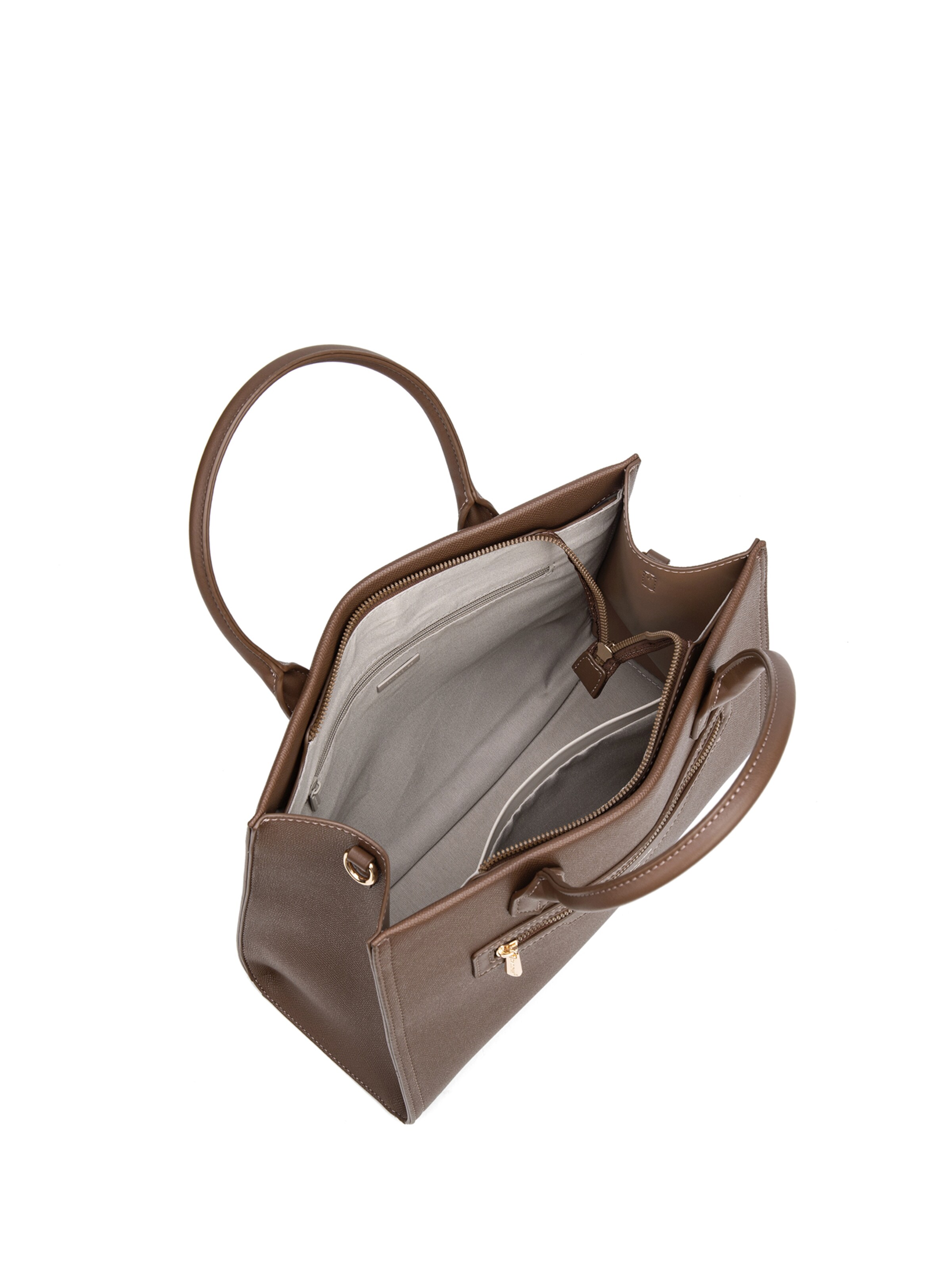 Borsa a mano 'Borsa a Mano Donna Vegan Leather con Zip e Tracolla Rimovibile - David Jones' di David Jones in marrone