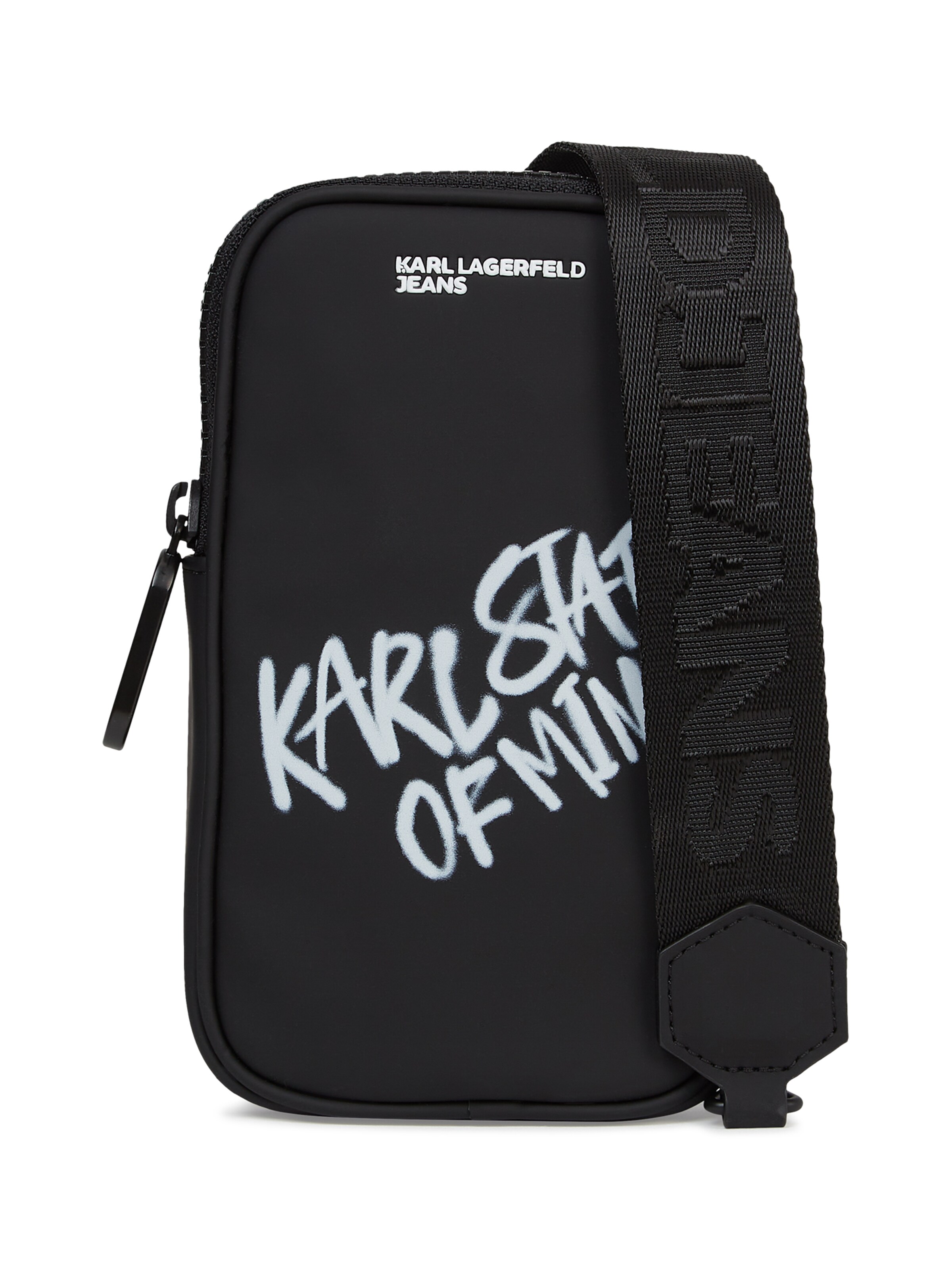 KARL LAGERFELD JEANS Taška na notebook ' KARL QUOTE PHONE ' – černá: přední strana