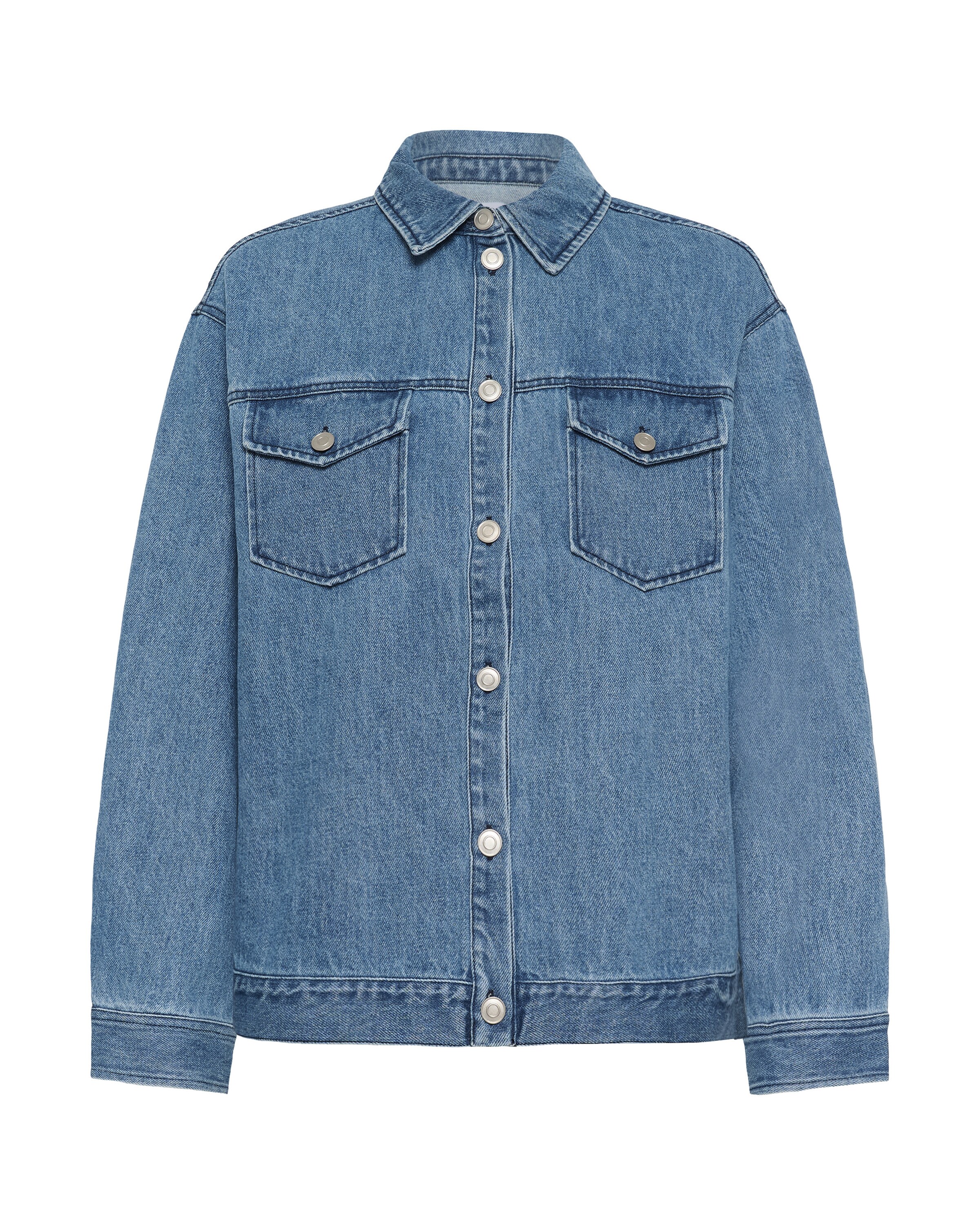 SAINT TROPEZ Overgangsjakke 'PindreSZ' i L i blue denim, Produktvisning