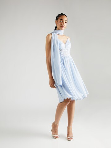 Robe de cocktail mascara en bleu