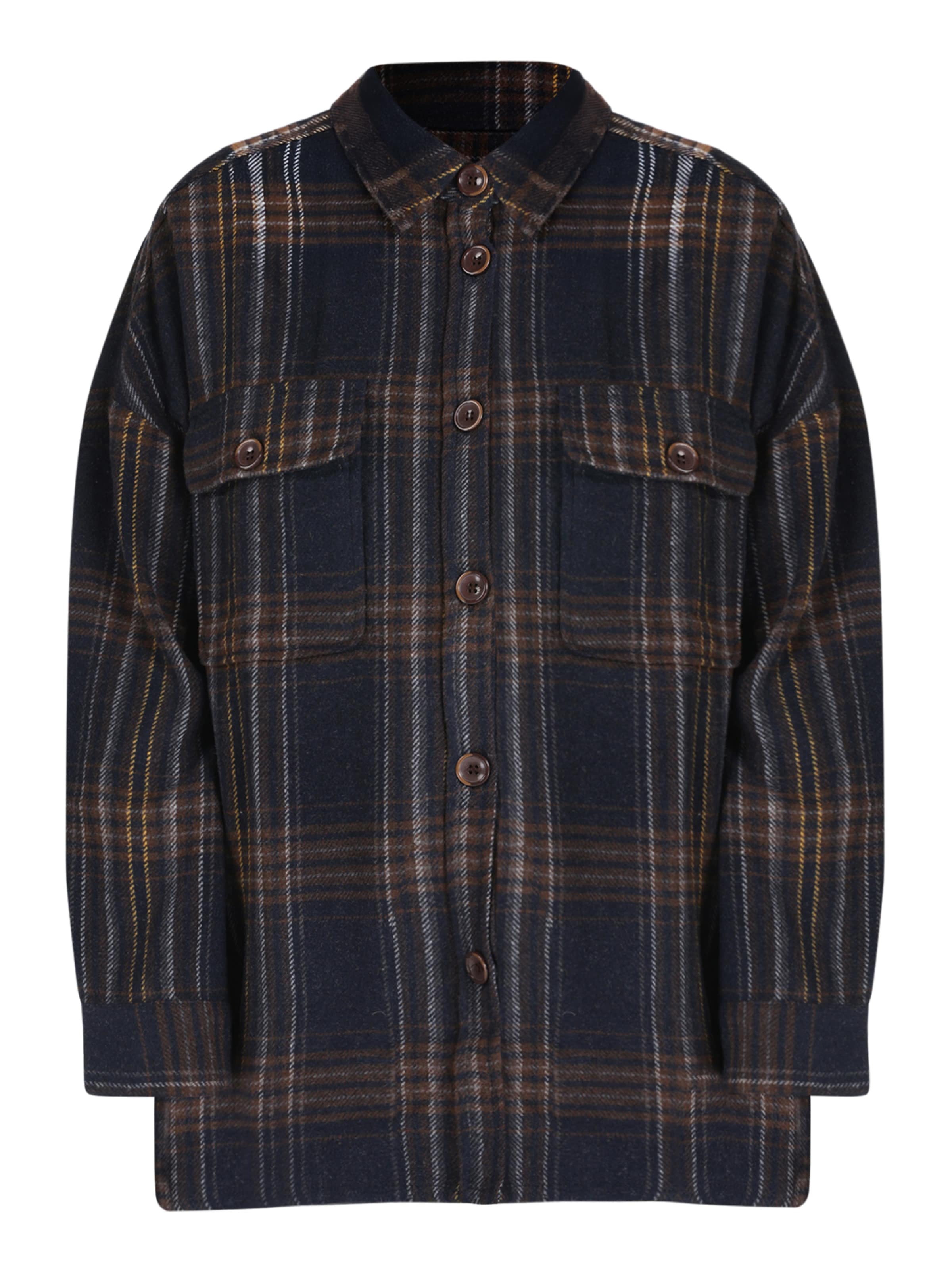 Colin's Bluse in marine / braun / gelb / weiß, Produktansicht