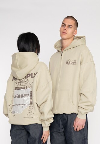 Multiply Apparel Sweat jacket 'BULLETIN' in Beige