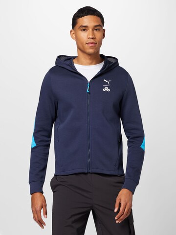 PUMA Athletic Zip-Up Hoodie in Blue: front