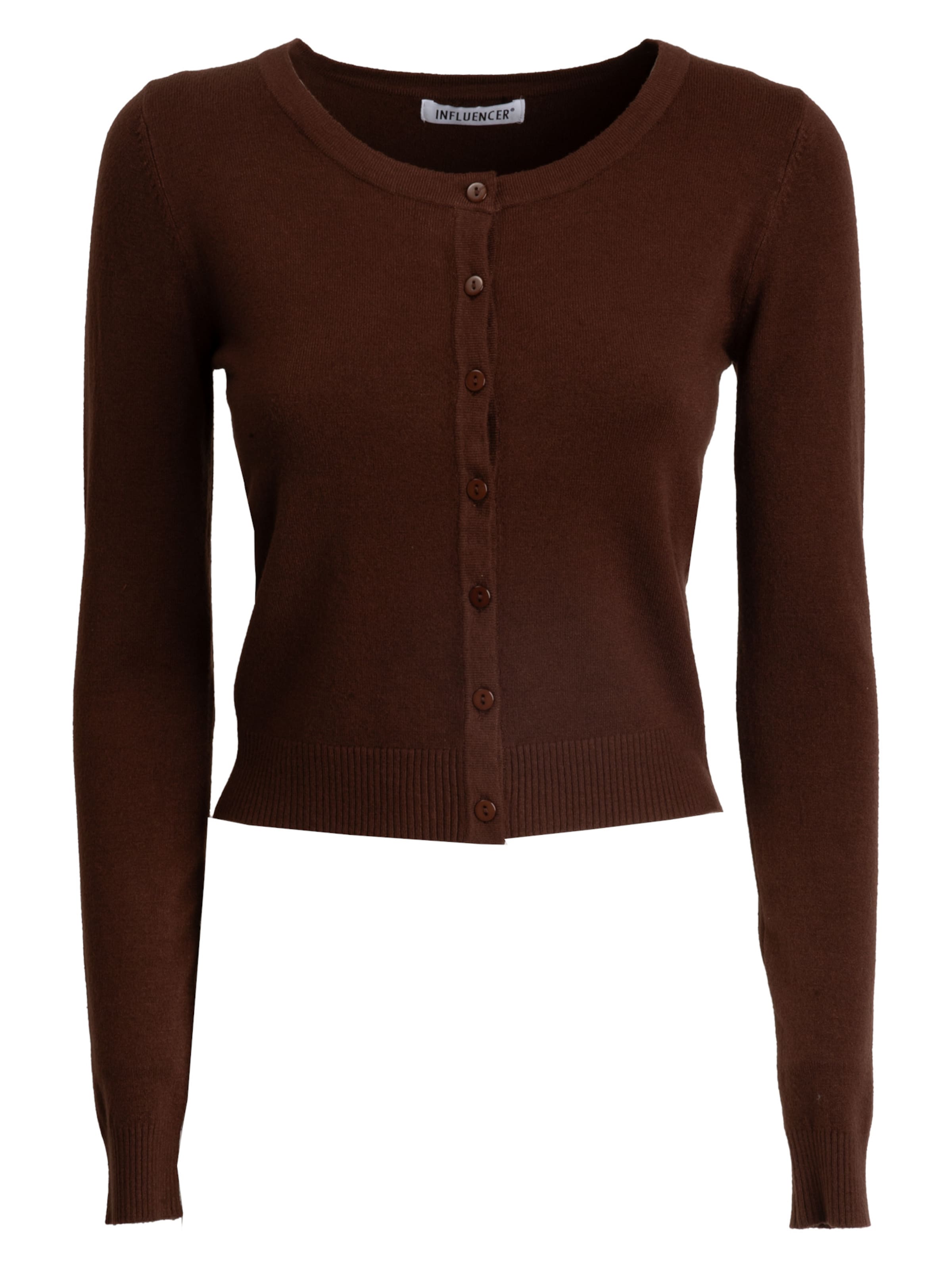 Influencer Knit Cardigan in Brown: front