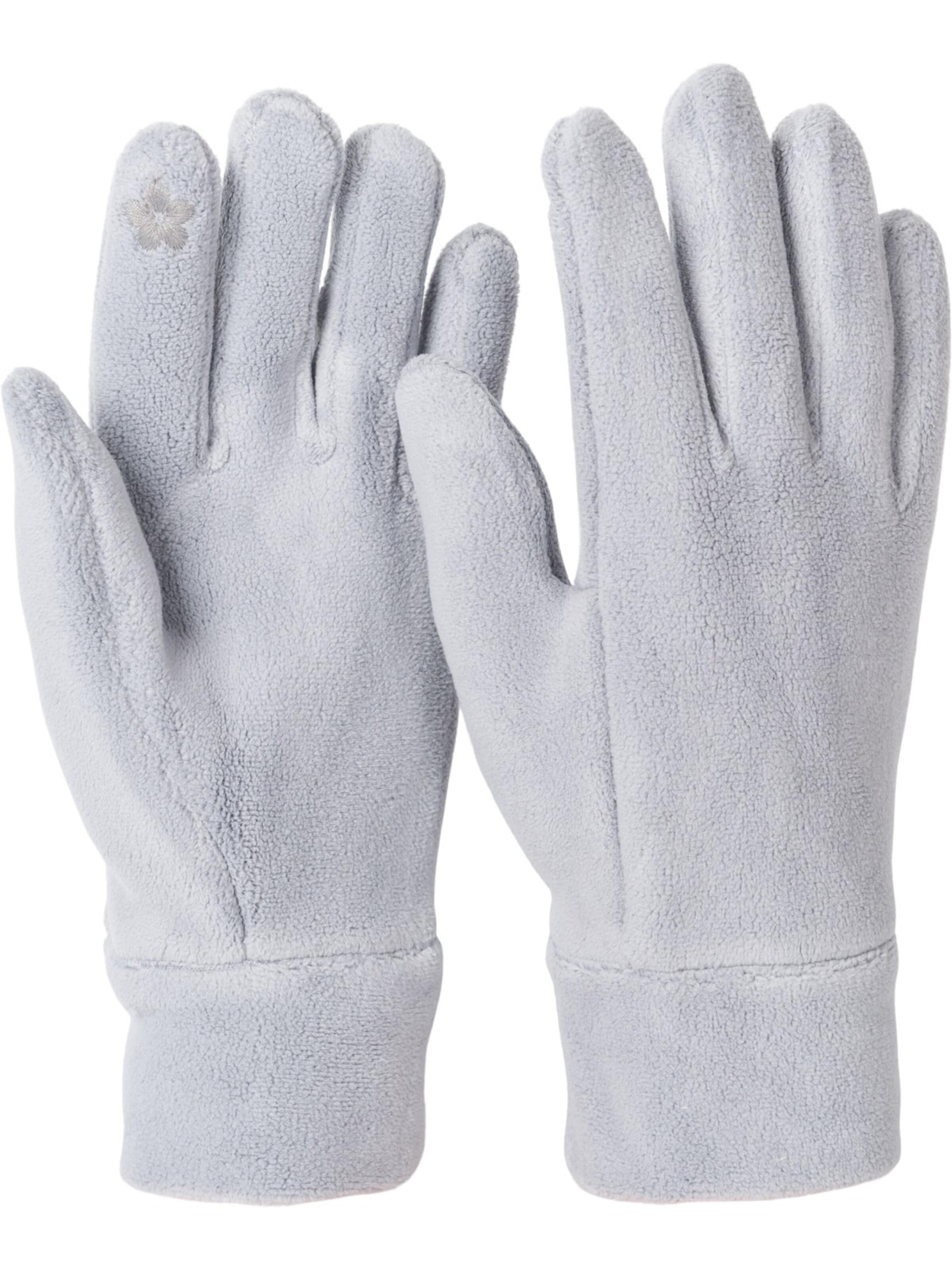styleBREAKER Fingerhandschuhe 'Einfarbige Touchscreen Fleece Handschuhe'‌‌‌ in Grau: Vorderseite