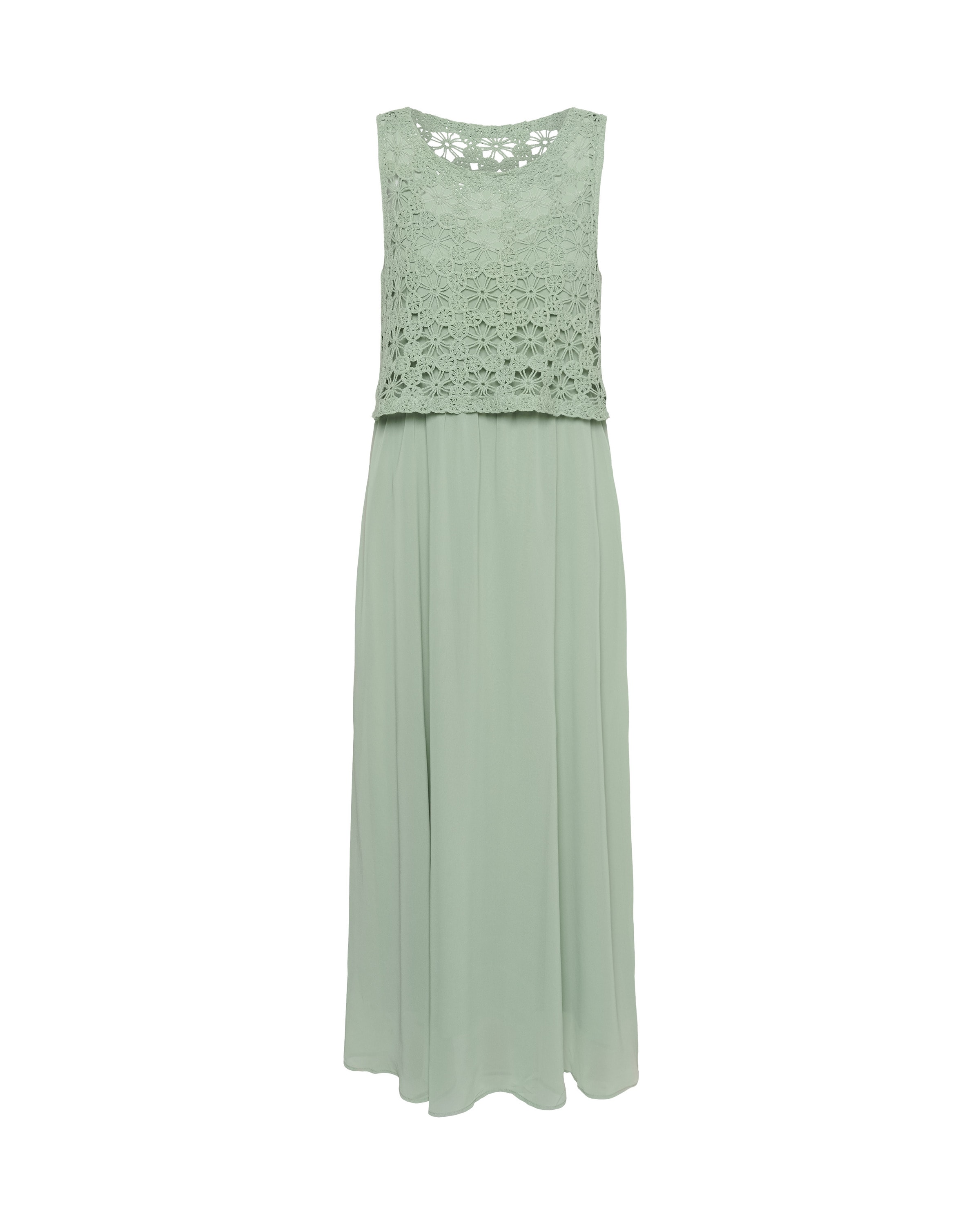 Cream Jurk 'Floria' in Groen: voorkant