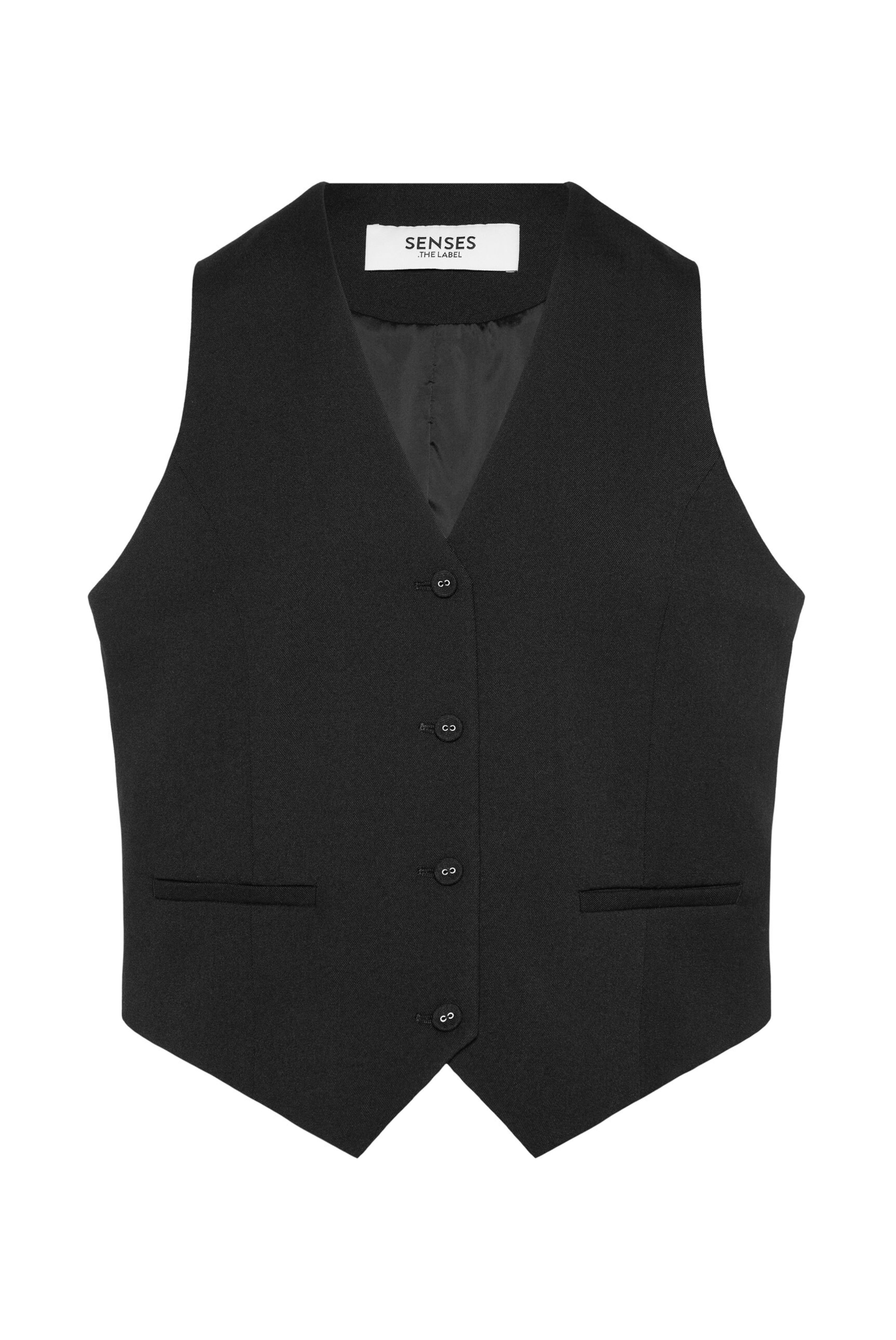 SENSES.THE LABEL Knitted Vest in Black: front