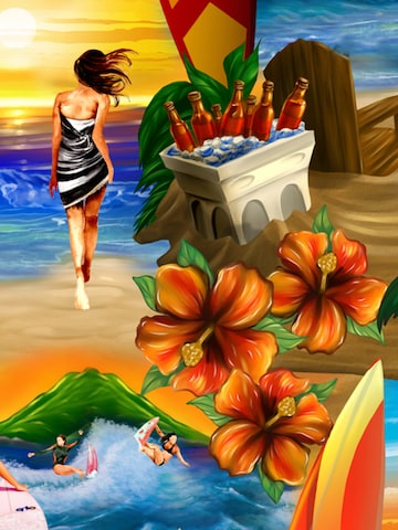 Hawaiihemdshop.de Regular fit Overhemd 'Surfer's Paradise' in Oranje