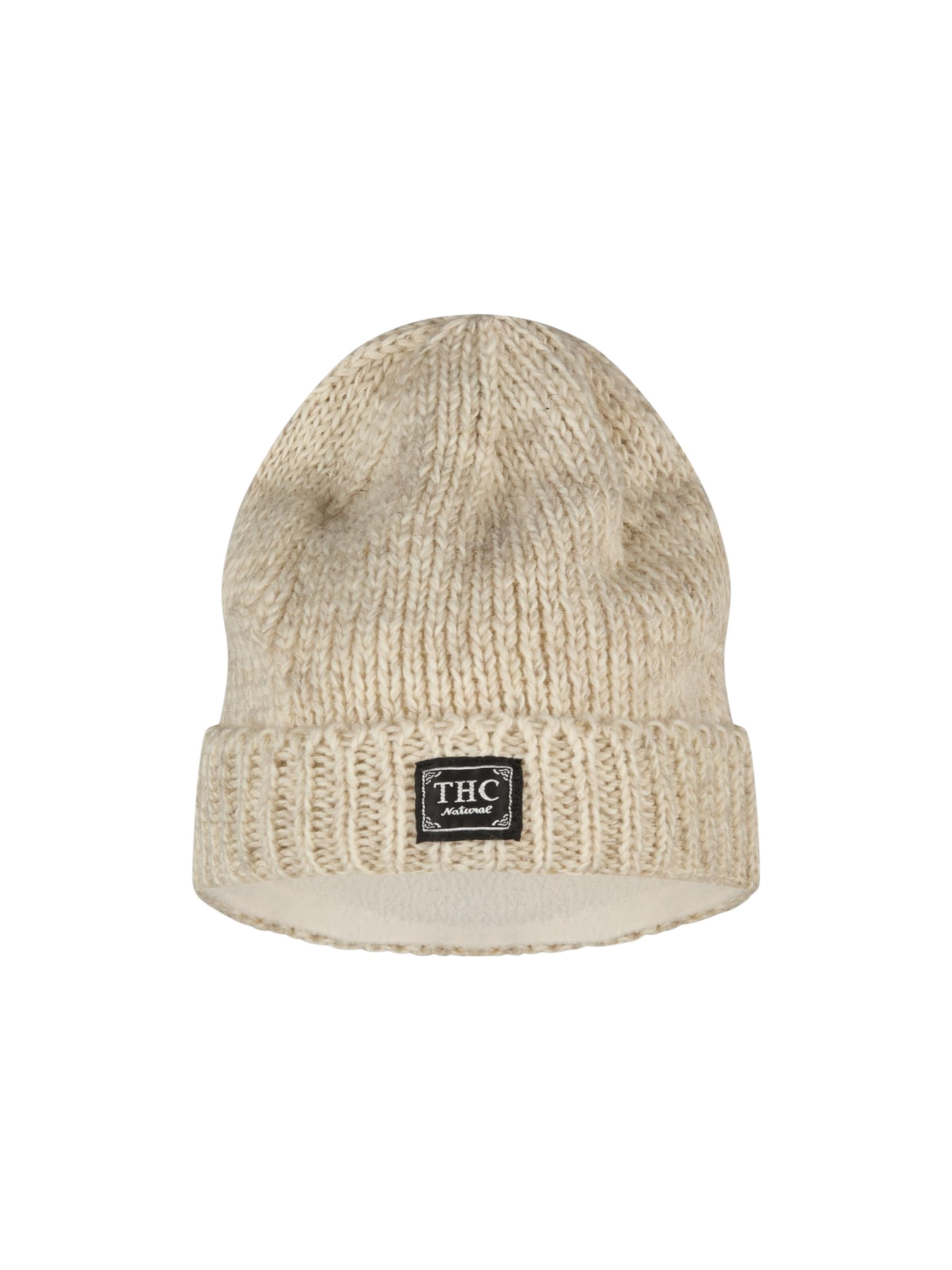THC Natural Line Beanie 'THC 713' in White: front