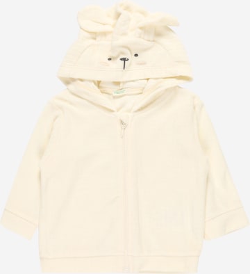 UNITED COLORS OF BENETTON Zip-Up Hoodie in Beige: front