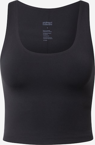 Girlfriend Collective Sports Top 'LUXE' in Black: front