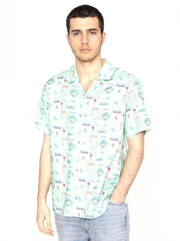 Brava Fabrics Button Up Shirt 'Miami Vice For Life Aloha Shirt' in Green: front