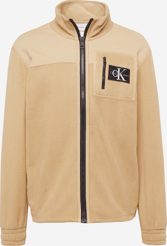 Jachetă  fleece de la Calvin Klein Jeans pe bej: față