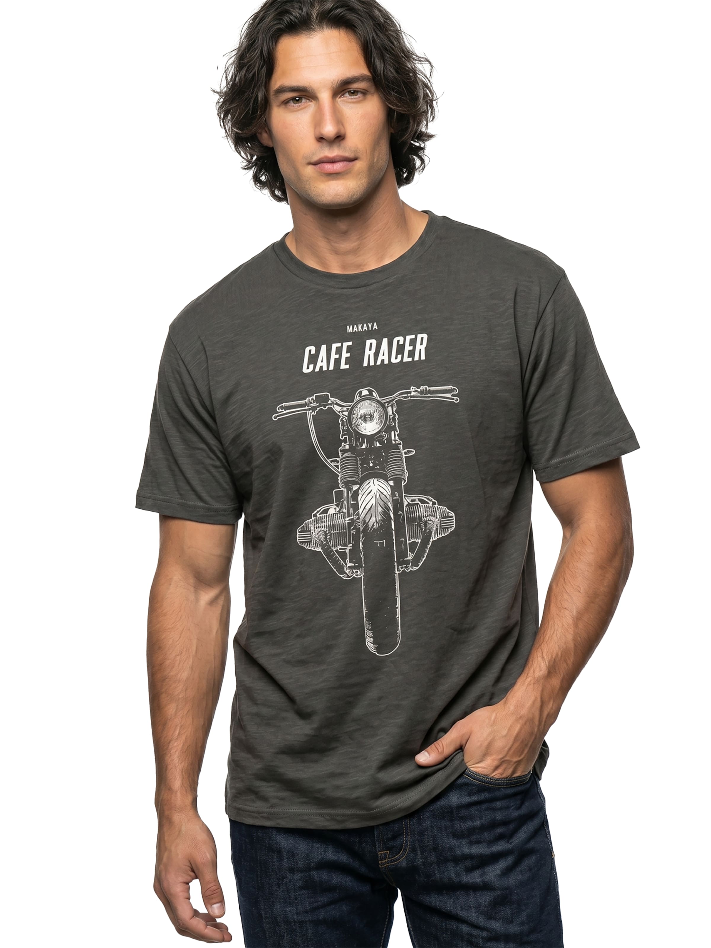 MAKAYA Shirt 'Cafe Racer' in Grey